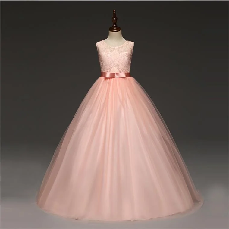 Kids Bridesmaid Lace Girls Dress For Wedding and Party Dresses Evening Christmas Girl long Costume Princess Children Fancy 6 14Y