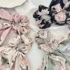 8PCS Floral Chiffon Bowknot Ribbon Hair Band Scrunchies