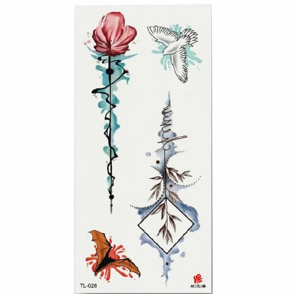 1pcs Flower Animal Body Art Temporary Waterproof Tattoo Sticker Wolf Mermaid Designs
