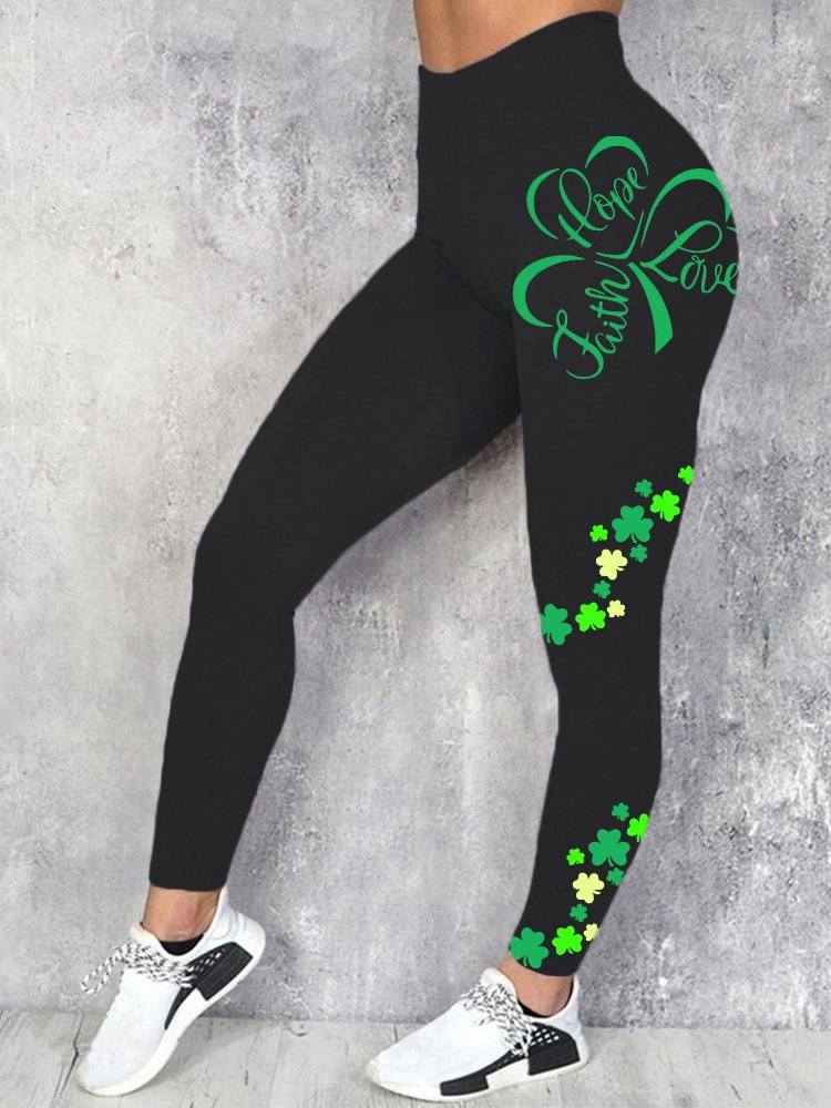 VChics St. Patrick's Day Shamrock clovers Print Casual Leggings