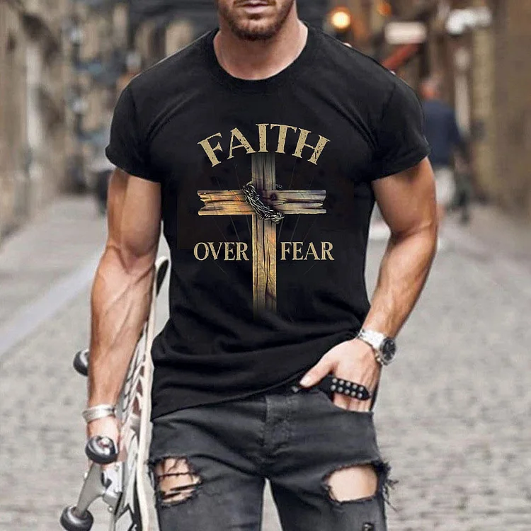 BrosWear Men's Jesus Cross Short Sleeve T-Shirt
