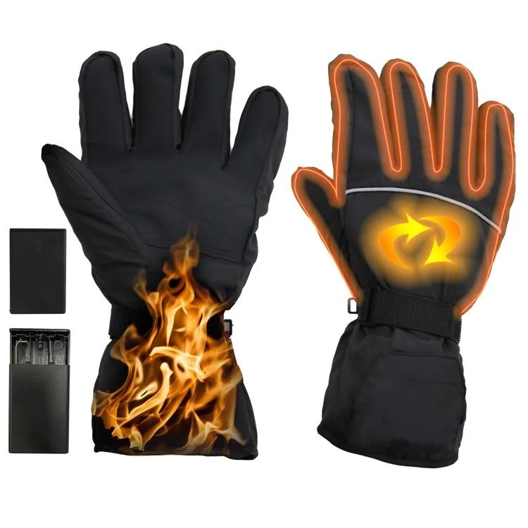 Outdoor Sports Ski Heated Warm Touchable Gloves, Color: Black