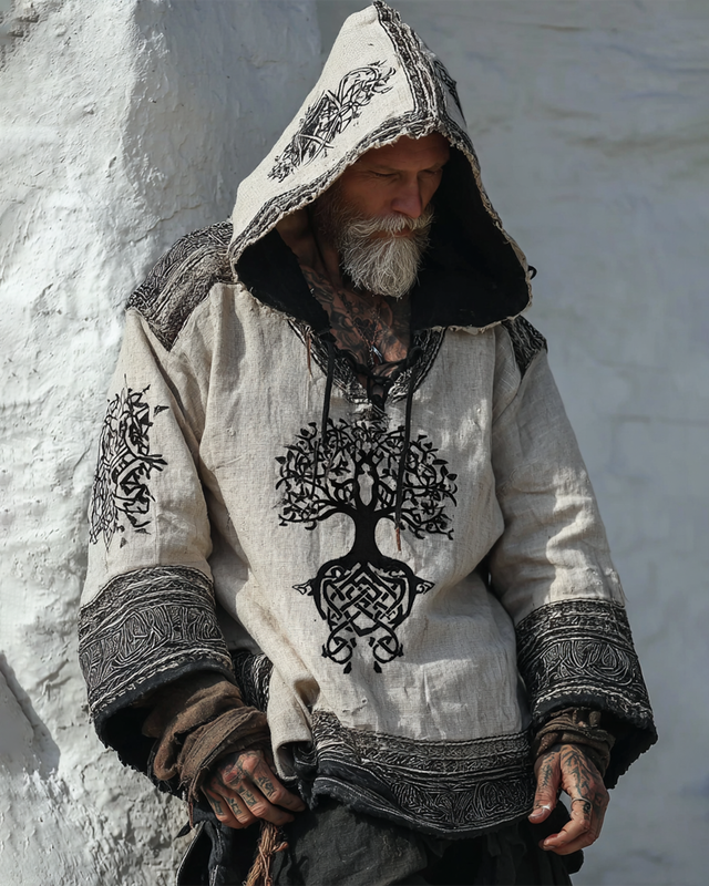Men's Viking Life Tree 3D Embroidered Hooded Sweatshirt a846