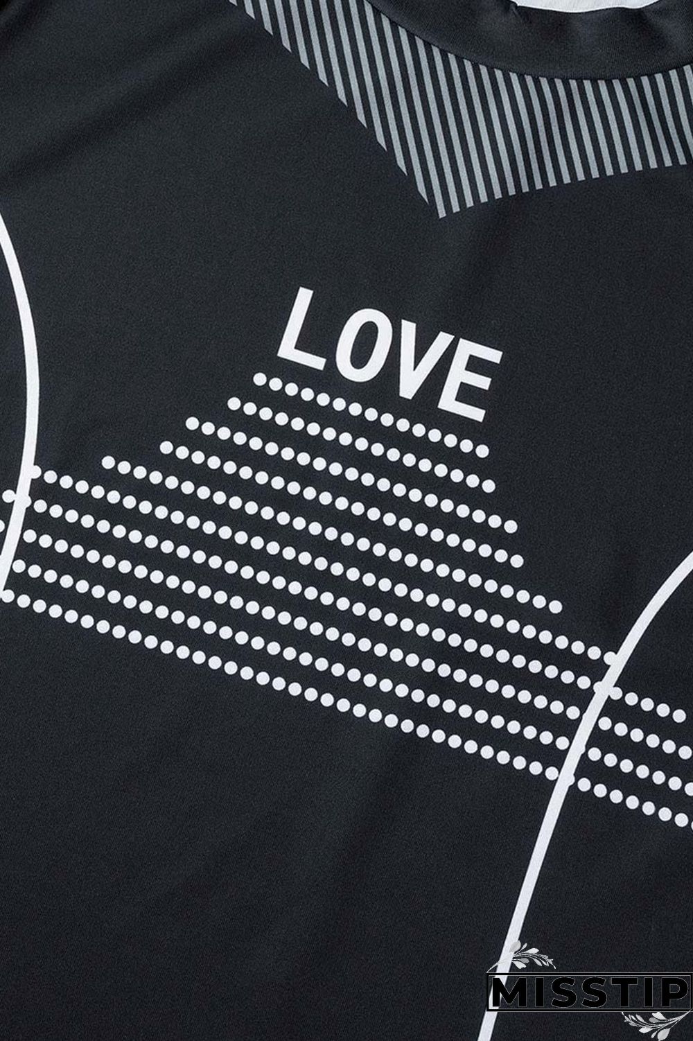 Black Casual Sportswear Print Patchwork O Neck Short Sleeve Two Pieces