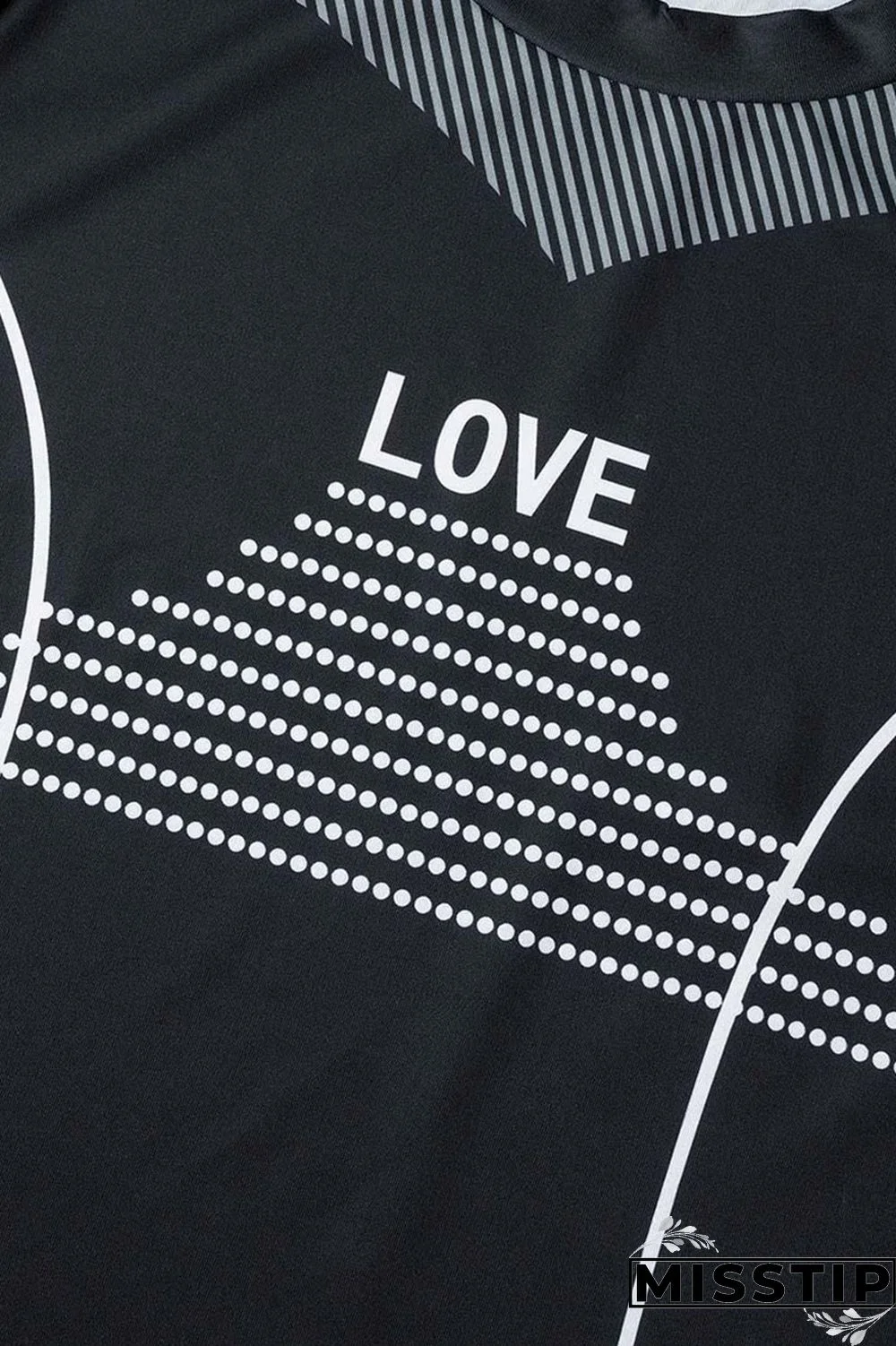 Black Casual Sportswear Print Patchwork O Neck Short Sleeve Two Pieces