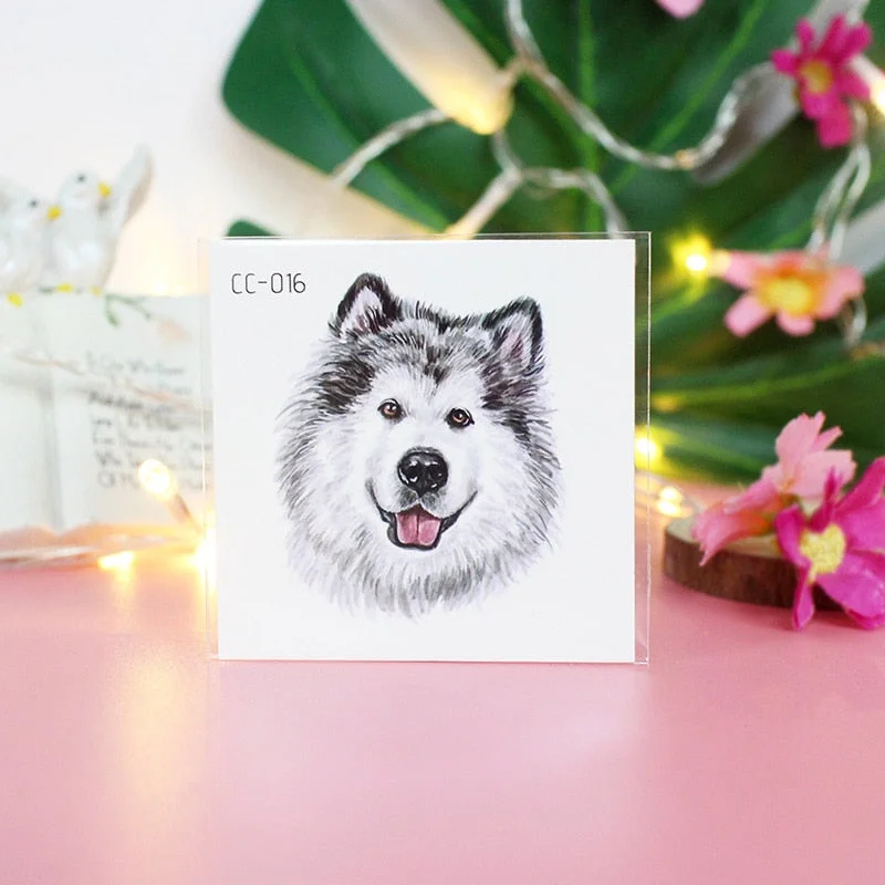 Cartoon Cat and Dog Face Stickers Tattoo Stickers Waterproof Girl/Child Cute Makeup Stickers Small Tattoo Pet Temporary Tattoos