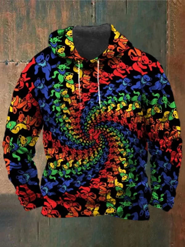 Unisex Bear Print Heavyweight Hoodies