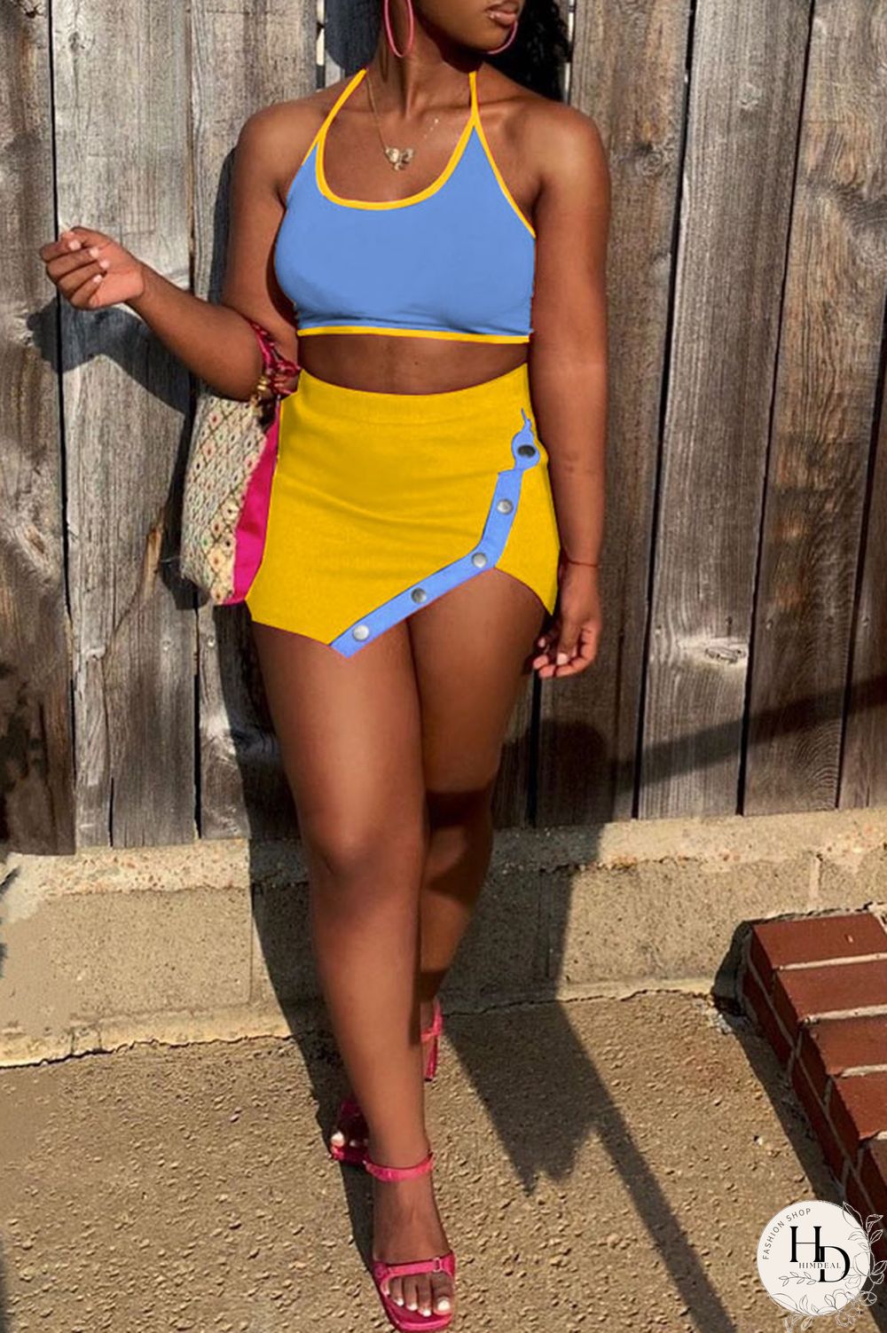 White Sexy Solid Hip skirt Sleeveless Two Pieces