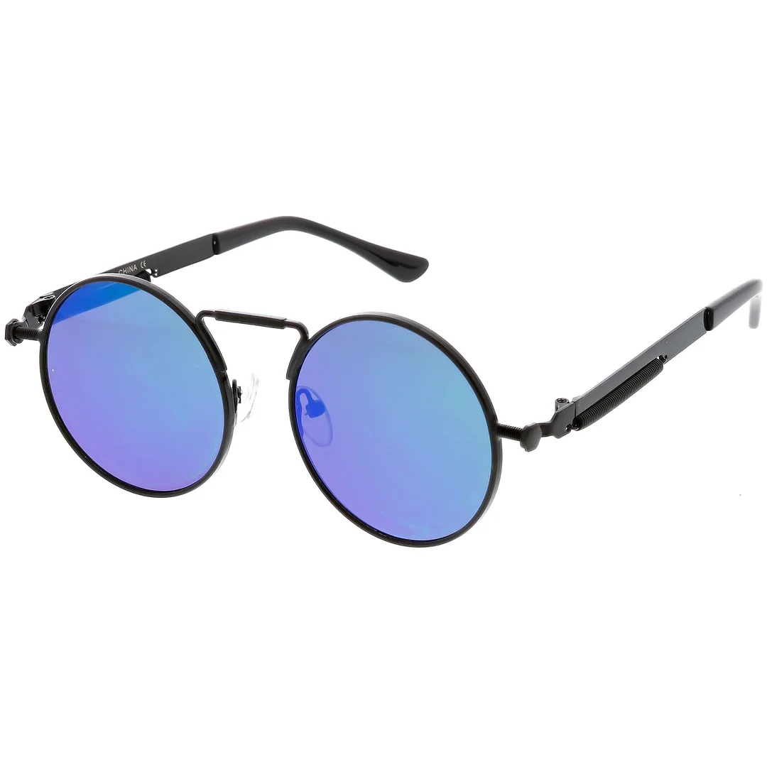 Modern Steampunk Circle glasses Unique Nose Piece Flat Lens 49mm