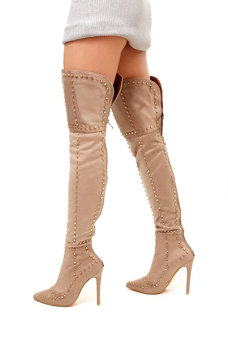 Khaki thigh hot sale high boots