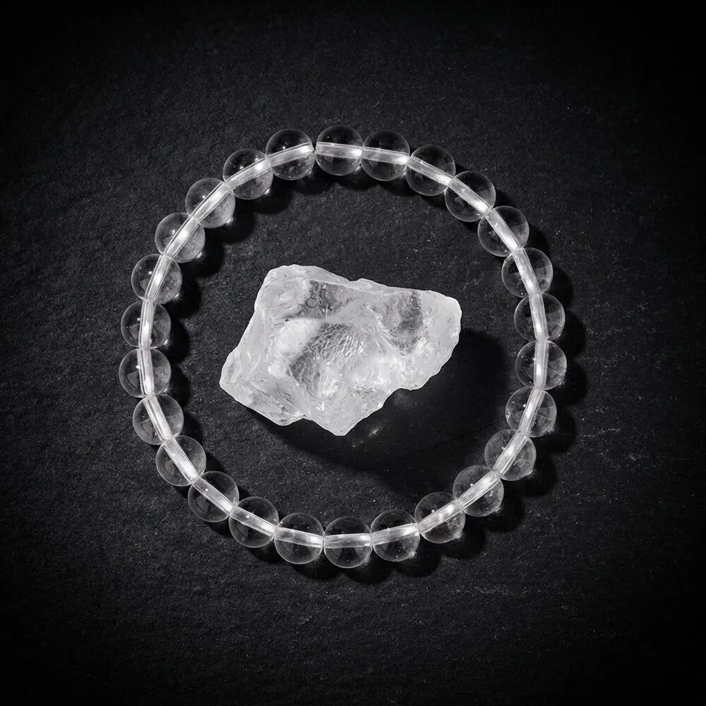 JiStones Luminous Clear Quartz Healing Bracelet Set &ndash; 8mm Natural Stone for Spiritual Balance Luminous Clear Quartz