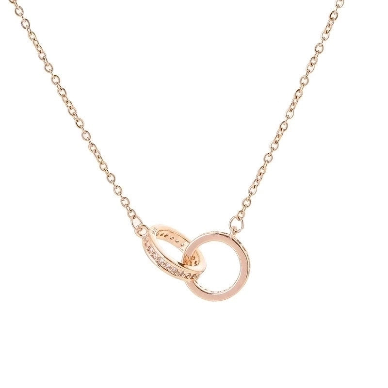 Modern Style Classic Style Round Titanium Steel Copper Plating Inlay Rose Gold Plated Zircon Pendant Necklace