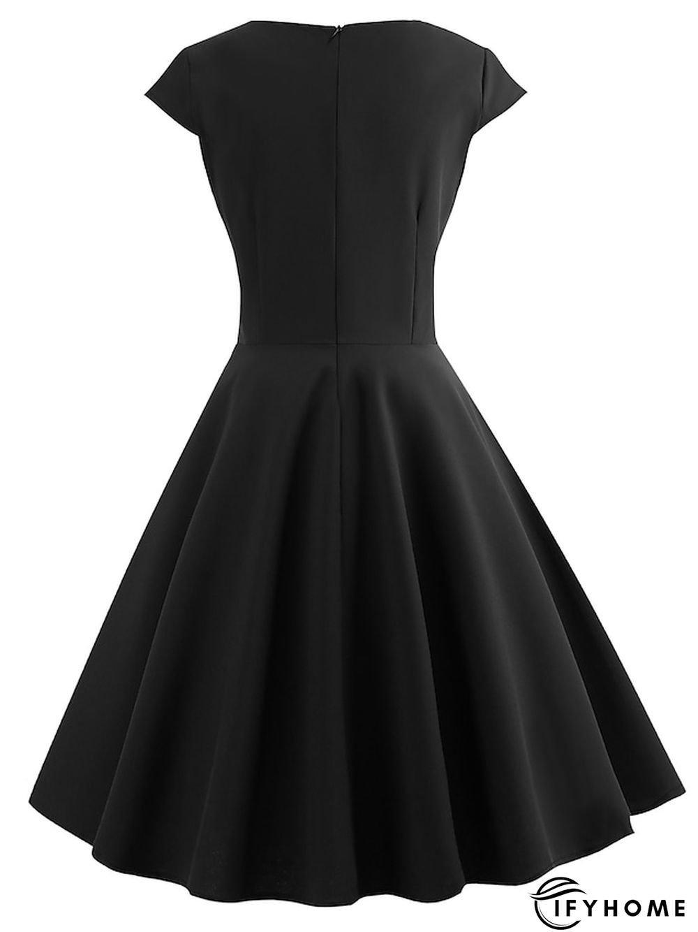 Women's Swing Dress Vintage Dress Midi Dress Black Yellow Pink Short Sleeve Pure Color Ruched Spring Summer Crew Neck Vintage Daily Weekend Slim S M L XL XXL | IFYHOME