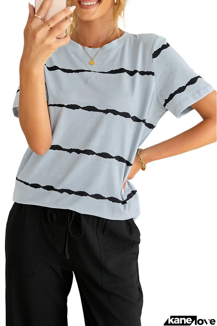 Tie-dye Stripe Casual T-Shirt