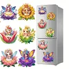 6Pcs Acrylic Special Shape Flower Girls Diamond Painting Fridge Magnets