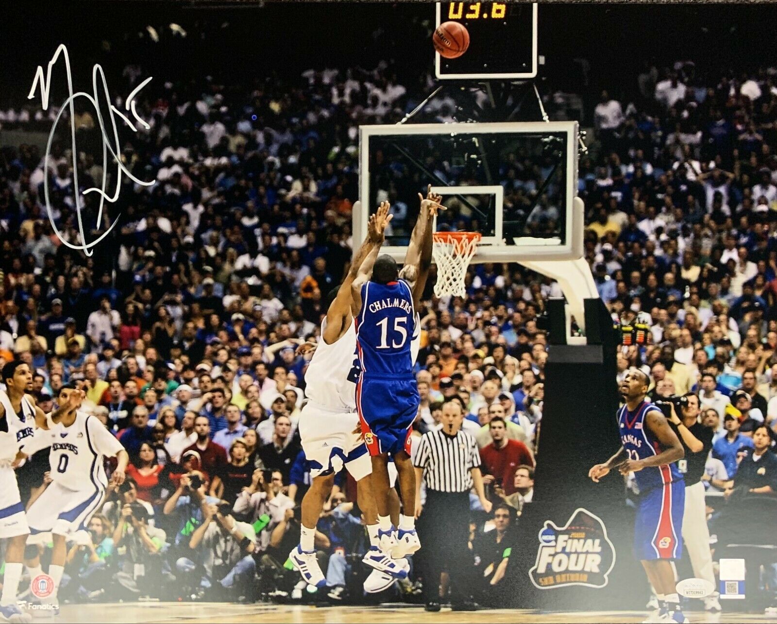 Mario Chalmers autographed signed 16x20 Photo Poster painting NCAA Kansas Jayhawks JSA ITP COA