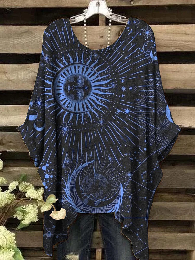 Women's Astrology Moon and Sun Print Top