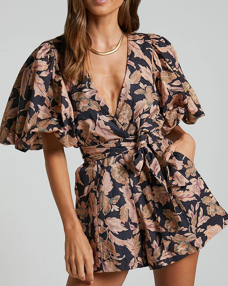 Trendy Print Belted Jumpsuit