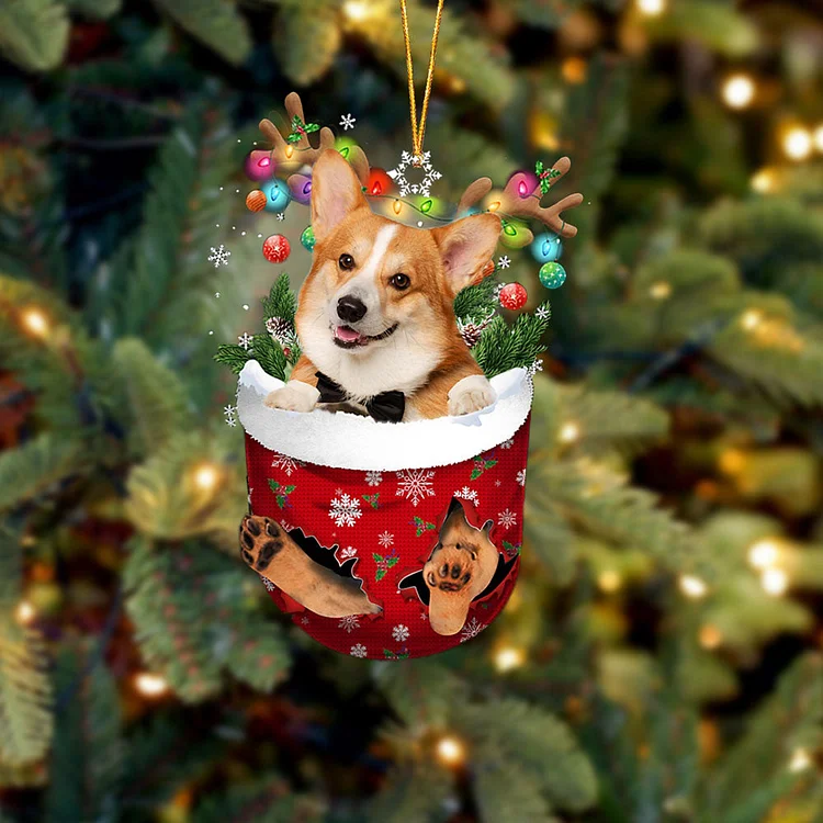 Pembroke Welsh Corgi 2 In Snow Pocket Christmas Ornament