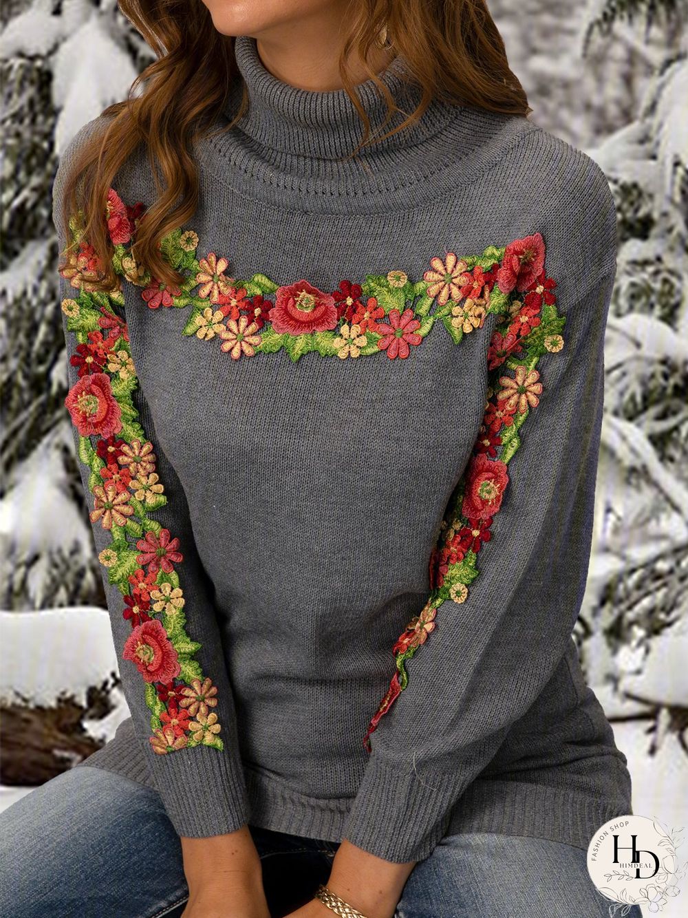 Casual Long Sleeve Plus Size Turtleneck Sweater