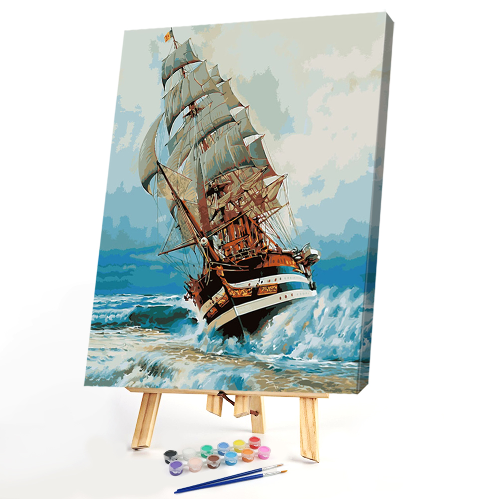 

40x50cm - Paint By Numbers Sea Wave Ship, 501 Original