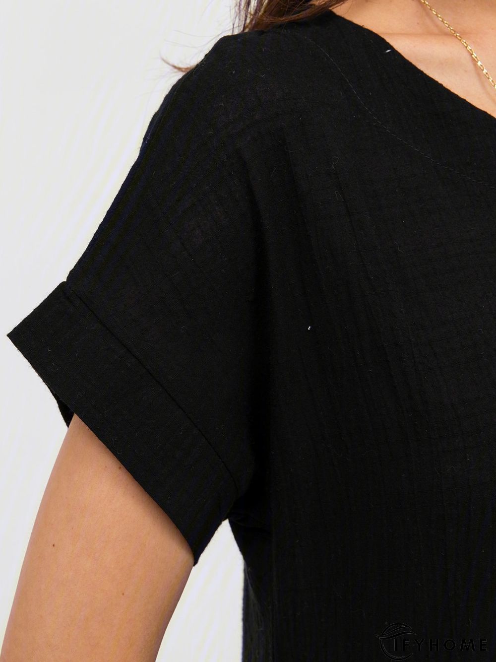 Soft Short Sleeve Cotton-Blend Casual Round Neck Knitting Dress | IFYHOME