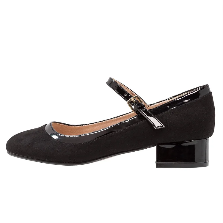 Black Block Heels Round Toe Mary Jane Pumps School Shoes Vdcoo