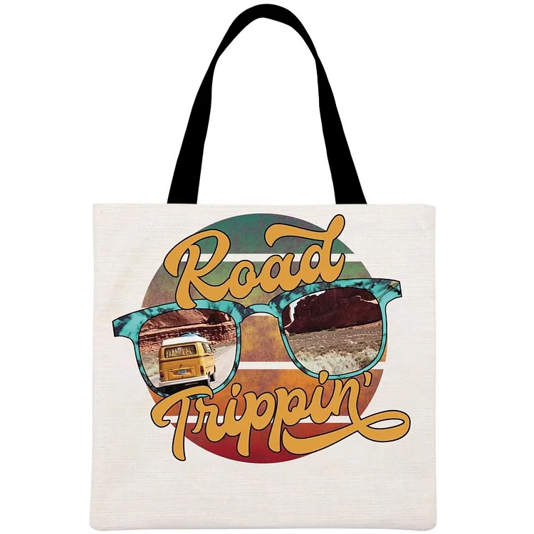 Road Trippin Sunglasses Printed Linen Bag-Annaletters