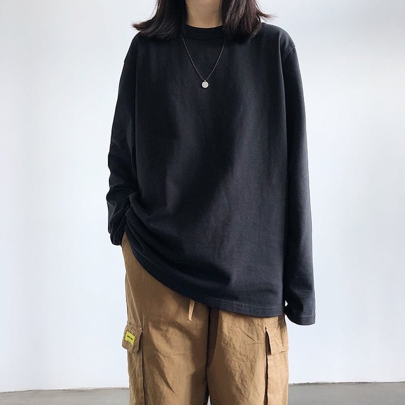 Women Long Sleeve T-shirt Oversized Casual Basic Solid Female Tops O-Neck Loose Tees Women 2020 New Fashion T-shirts S-XXL