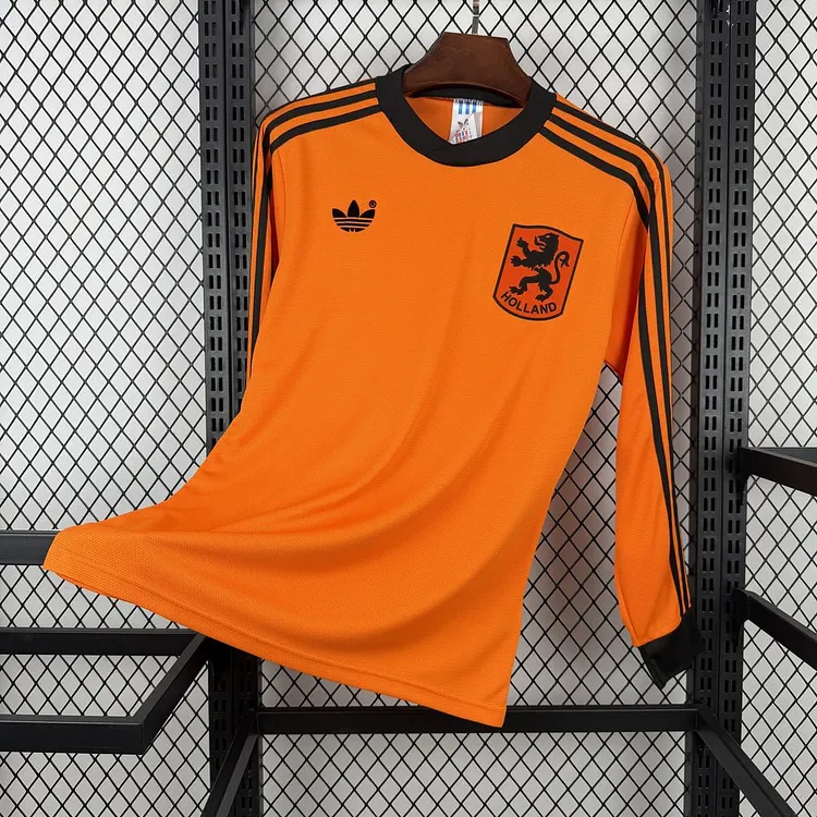 Netherlands 1980 Retro Home Football Long Sleeves Jersey