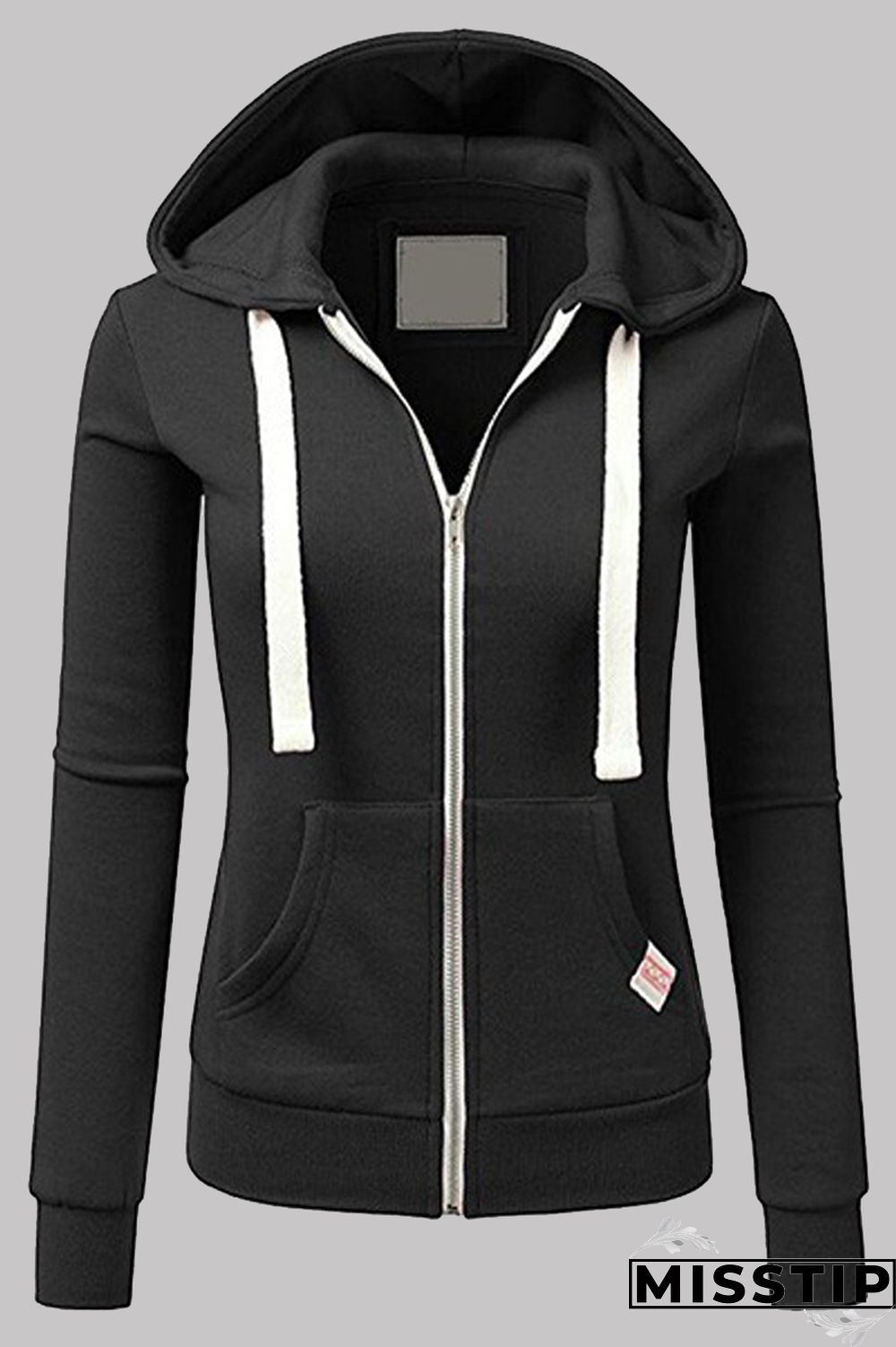 Light Blue Fashion Casual Solid Patchwork Zipper Hooded Collar Outerwear