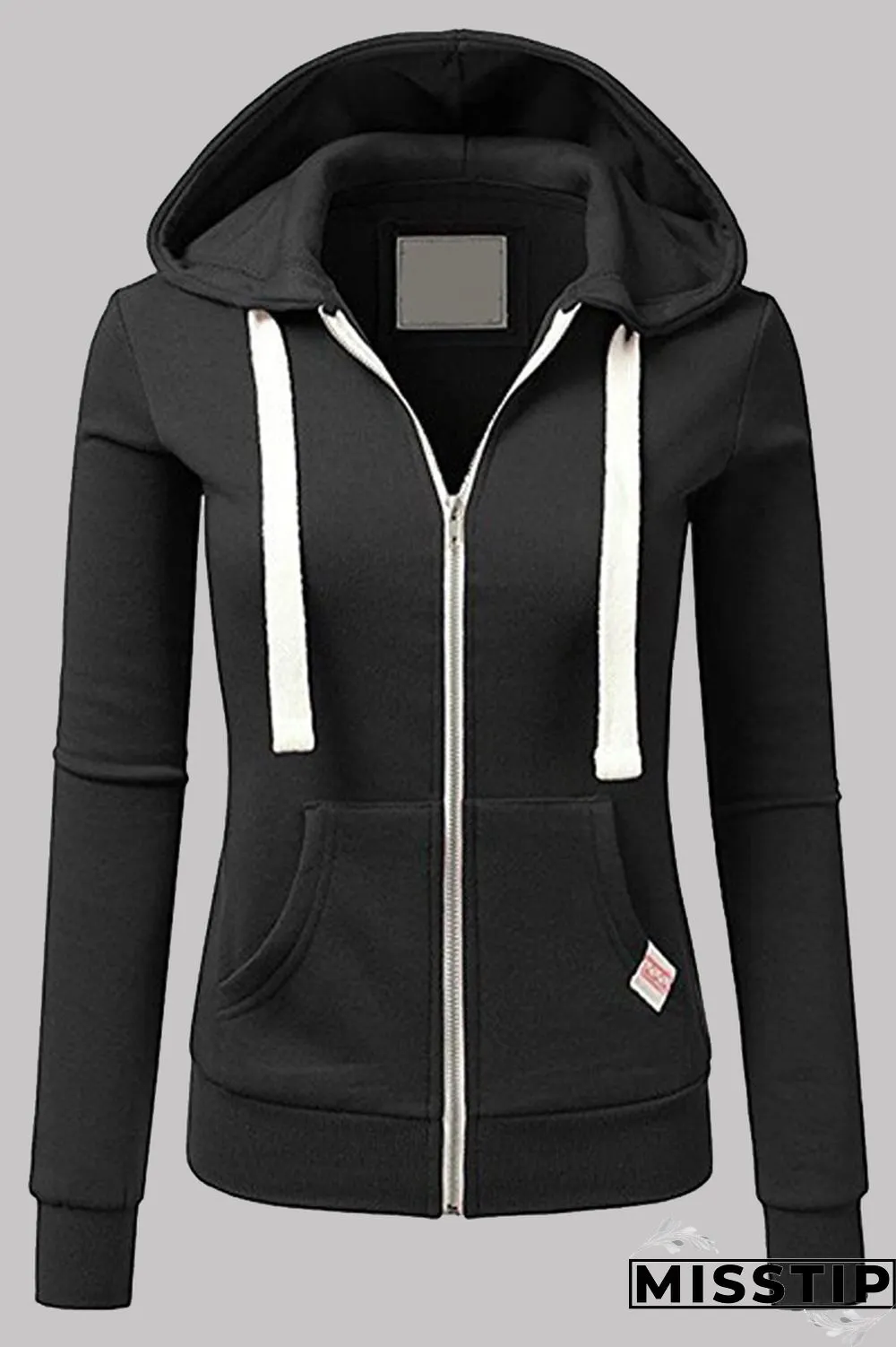 Light Blue Fashion Casual Solid Patchwork Zipper Hooded Collar Outerwear