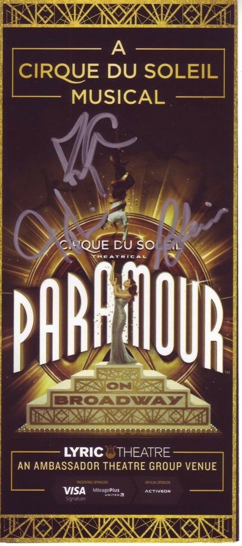 Cirque du soleil paramour signed autographed cast flyer program