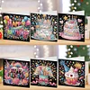 (US Local)6Pcs Birthday Cake DIY Diamond Painting Card Diamond Drawing Card for Friends