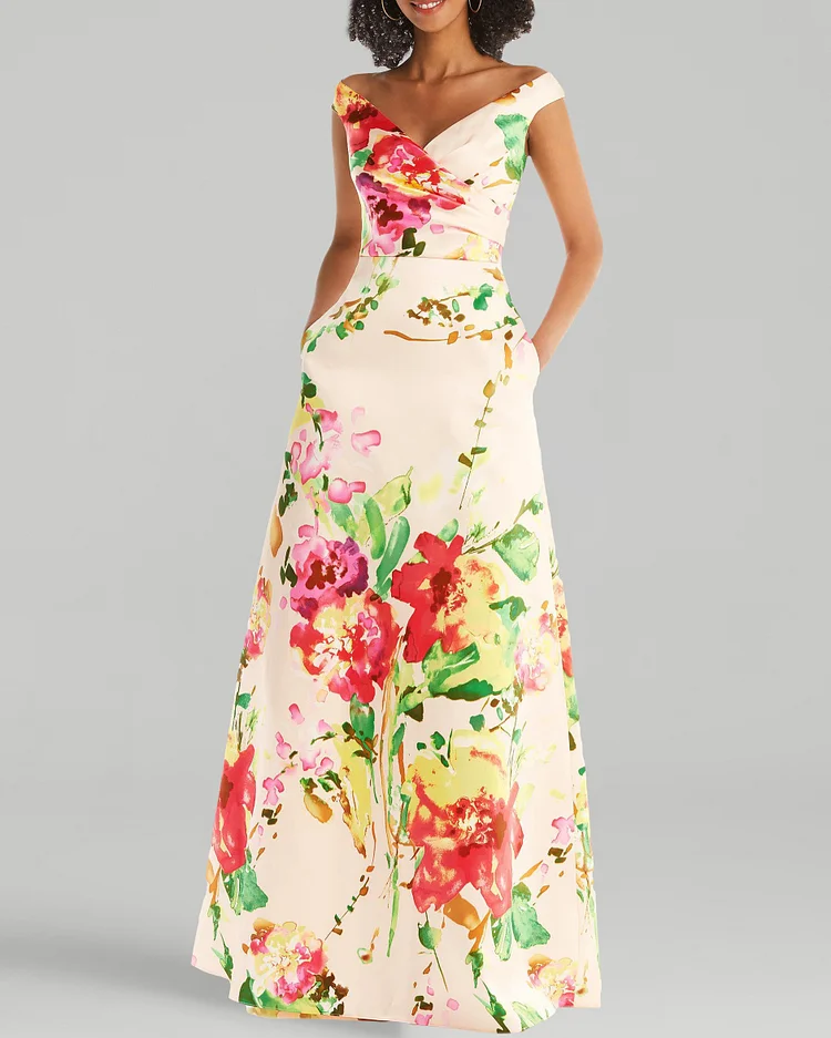 Women's V-Neck Floral Print Dress