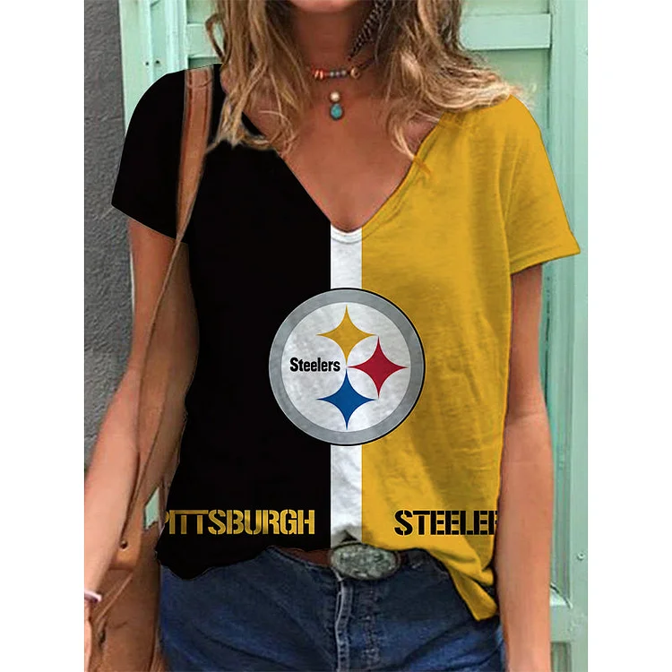 Pittsburgh Steelers  Lightweight Short Sleeve V-Neck T-Shirt