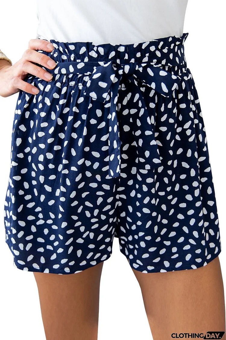 Spotted Print Loose Casual High Waist Shorts