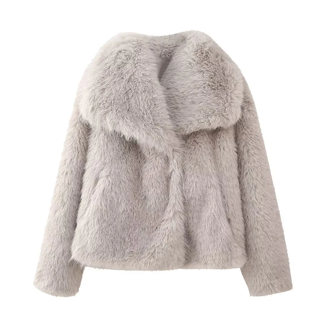 Brownm Artificial Fur Light Fashion Small Slimming Coats