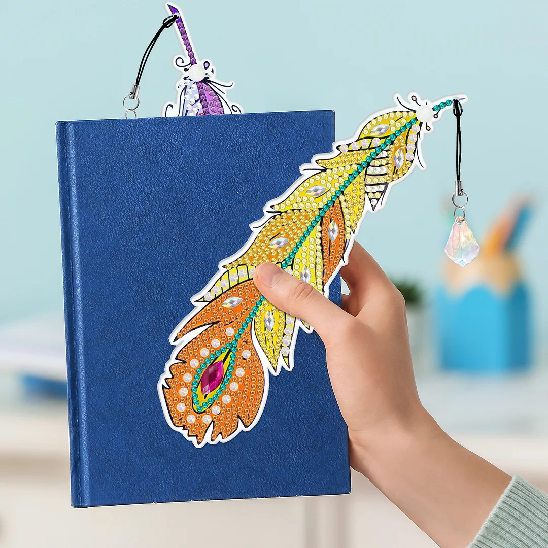 6pcs/set DIY Special Shaped Diamond Painting Bookmark | Feather(Single Side)