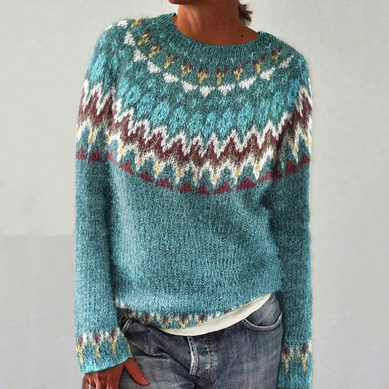 Fairman Island Wave Print Vintage Sweater