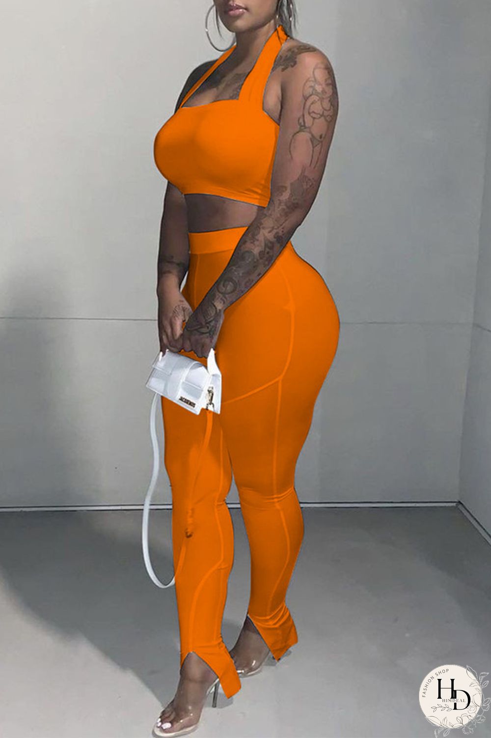 Red Sexy Casual Solid Backless Halter Sleeveless Two Pieces