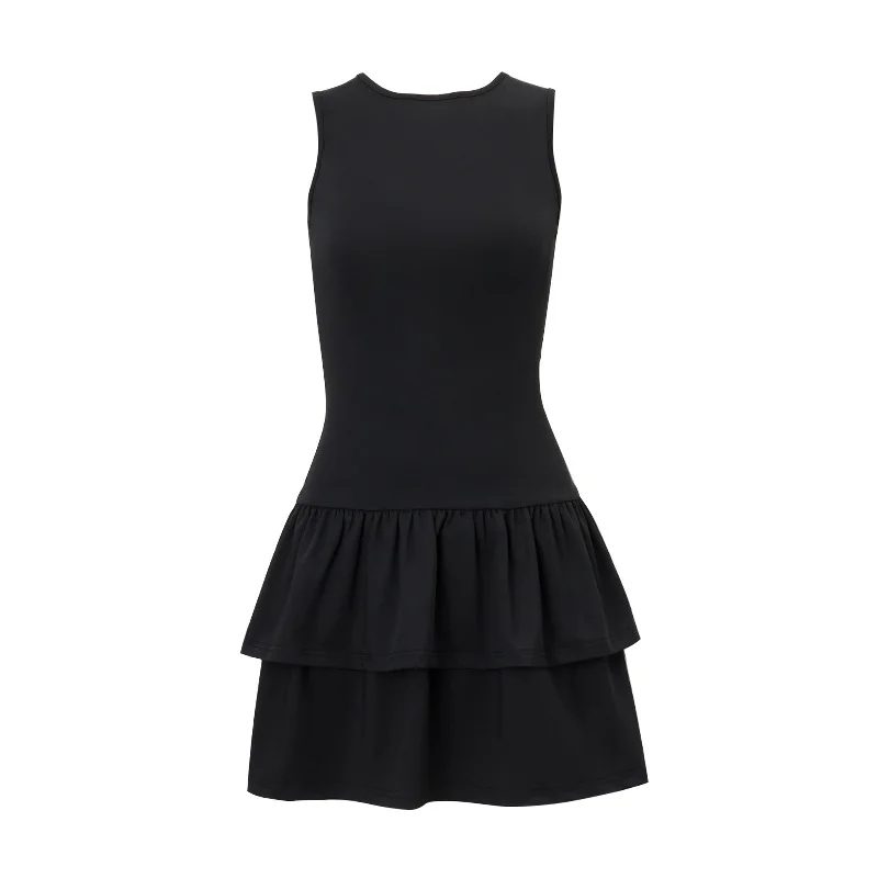 Brownm Brownm Summer New Sexy Temperament Hot Girl Back Hollow Tie Round Collar Slim Dress