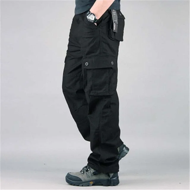Men's Cargo Pants Multi Pockets Military Style Tactical Pants Cotton Men's Outwear Straight Casual Trousers for Men