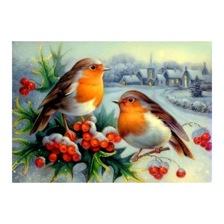 2 Birds Decorate Round Drill Diamond Painting 40X30CM(Canvas) gbfke