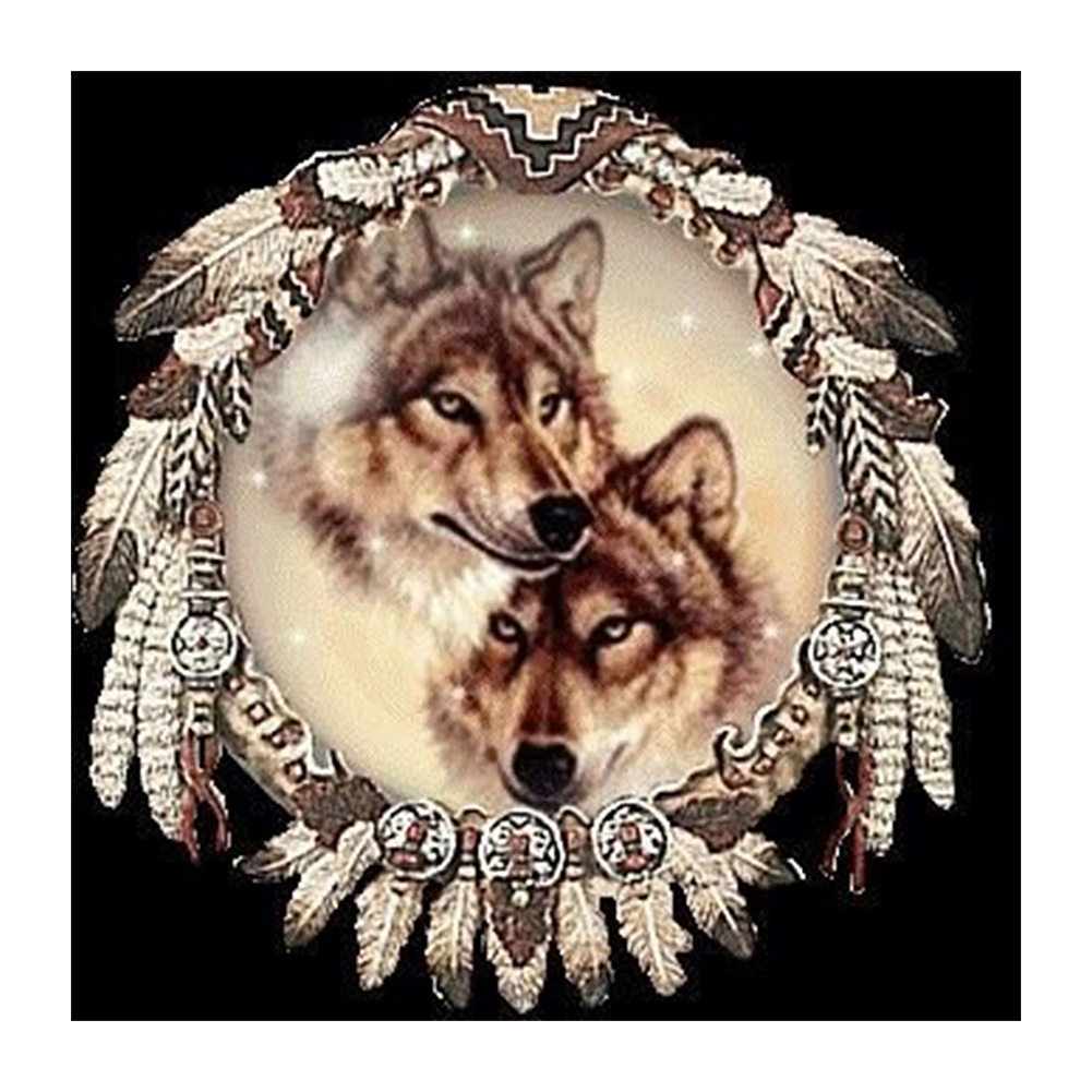Two Wolves In India (40*40CM) 11CT Stamped Cross Stitch gbfke