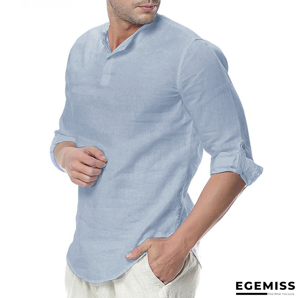 Men Shirt Long Sleeve Cotton Solid Casual Basic Shirt | EGEMISS