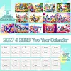 2027-2028 Two-Year Diamond Painting Calendar Kit, 13 Exquisite Multicolor Butterfly And Floral Illustrations, Large Size Desk Calendar, Mosaic Art Coil-Bound Desktop Planner