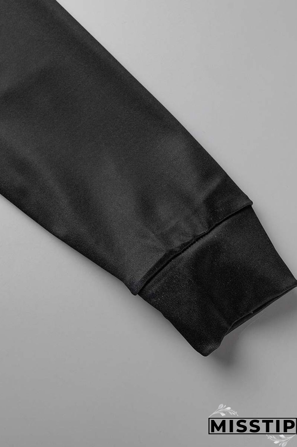 Black Casual Print Basic Hooded Collar Long Sleeve Two Pieces