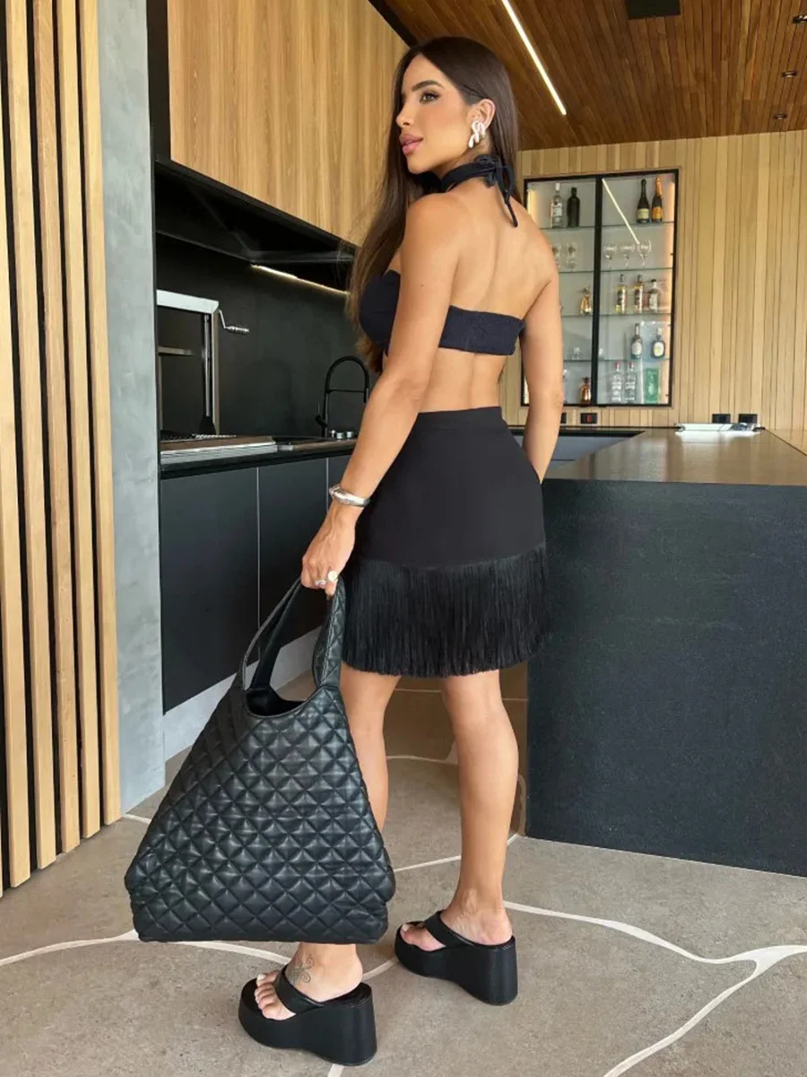 Uveng Blouse Skirt Two-Piece Split Swimsuit Women 2025 New Solid Color