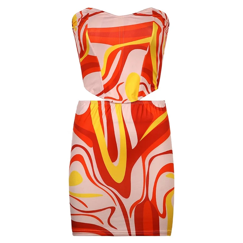 BIIKPIIK Aesthetic Printed Two Piece Women Skirts Sets Beach Vacation Sexy Vest Tops + Bodycon Mini Skirts All-match Streetwear